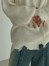 ダメージハーフジップアップフード/Damage Half Zip-Up Hood (3color)
