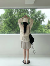夏星パンチングネット長袖ニット/Pikadi Summer Star Punching Net Long Sleeve Knitwear