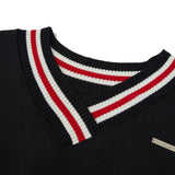 V-neck Cropped Sweat Shirt [BLACK] (6618780860534)