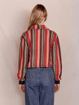 Open Collar Stripe Knit (Red)