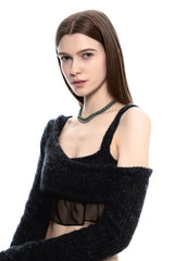 ESSENTIAL NO.3 GREEN PEARL NECKLACE 925 SILVER