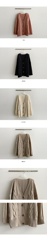 Doot Thick Boxy Thick Twisted Knitted Cardigan