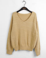 Winty soft angora pastel V-neck long sleeve knit