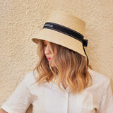 Ribbon paper bucket hat Beige