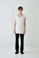 MODAL LENGTHY SLEEVELESS T-SHIRT WHITE (6566880575606)