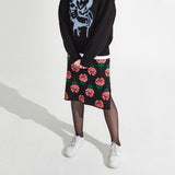 Rose pattern Knit Skirt [Black] (6610298896502)