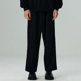 ツータックワイドシルキーパンツ/TWO TUCK WIDE  SILKY  PANTS-BLACK