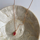 ナチュラルルビーストーンウォータードロップデイリーネックレス / rr Silver 925 Rose Gold Natural Ruby Stone Water Drop Daily Necklace