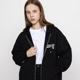 Baseball Logo Flower Smile Hooded Zip-Up