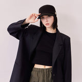 VA Square Stud Wool Bellboy Cap / Black
