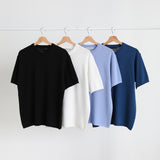 ロエミニマルリネンラウンド半袖ニット/Roe Minimal Short-Sleeved Linen Round Knitwear (9 colors)