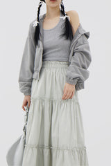 ピグメントフードジップアップ/Pigment hood zip-up (2color)