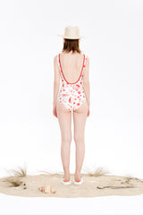 チェリーパターンワンピーススイムスーツ / CHERRY PATTERN ONE PIECE SWIMSUIT [RED]