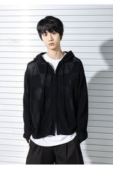 チェックボードメッシジップアップニット/CHECKERBOARD MESHED ZIP-UP KNIT