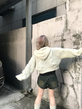 モリガールコージールースウールフーデッドニットウェア