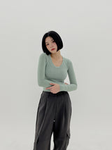 レイズドUネックTシャツ/Raised U-neck T-shirt (5color)