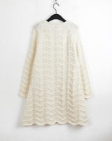 [MADE] Flute Ribbon Strap Punching Wave Knit Dress