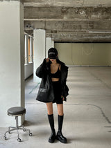 leather oversized-fit blazer jacket