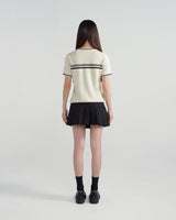 プリヴェバーロゴニッティドクロップドTシャツ / PRIVÉ BAR LOGO KNITTED CROPPED T-SHIRT - CREAM