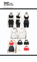 ロングチョーカークロップトップ(キャップ付き) / TOP(7811) Long Choker Crop Top (With Cap)