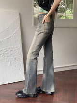 ポイント 斜めウォッシング スパン ロング ブーツカット デニムパンツ/ Syalotte Point Diagonal Washing Spandex Long Bootcut Denim Pants