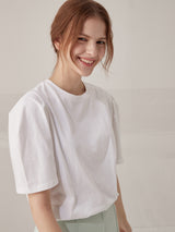 Curved short sleeve tee - Ecru (6671616802934)