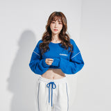 Oversize Line Point Crop Sweat shirt Blue (6600739389558)
