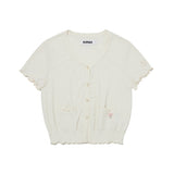 スモールチェリーポップルVネックニットカーディガン / SMALL CHERRY POPPLE V-NECK KNIT CARDIGAN [IVORY]