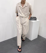 リネンワイドジャンプスーツ / RO linen wide jumpsuit (3 colors)