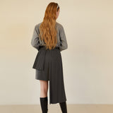 アンバルプリーツスカート / UNBAL PLEATS SKIRT (CHARCOAL)