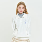 CHERRY ARCH CROP HALF ZIP UP [WHITE]