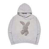 GREY FUZZY RABBIT HOODIE GREY