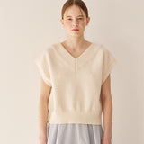 クランブルVネックベスト/Crumble v-neck vest_cream
