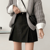 Hip Pleats Short Mini Skirt