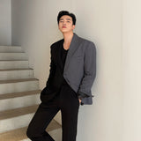 Contrast-Toned Blazer and Straight Pants Set (6684830924918)