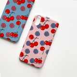 Cherry&Daisy Pink / hard glossy case iPhone Galaxy (6587674099830)