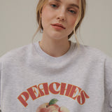 ピーチドローイングスウェットシャツ / PEACHES DRAWING SWEATSHIRT_WHITE MELANGE