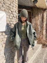 Field half leather jacket