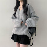 Mio Alpaca V-neck Oversized Fit Knitwear (8 colors)