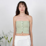 リブドシェルボタントップ / RIBBED SHELL BUTTON TOP - GREEN