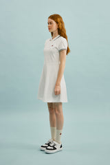 スモールチェリーフレアーピケドレス／SMALL CHERRY FLARED PIQUE DRESS [WHITE]