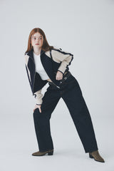 ボウクル2WAYジップアップニット / Boucle 2way Zip-up Knit [Navy]