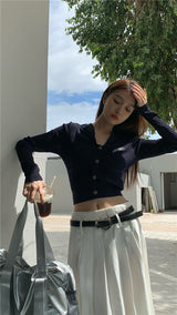 オーロラセーラートップ/Aurora Navy Collar Top