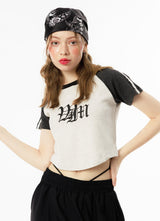 ラグラン クロップ Tシャツ / RAGLAN CROP-T(IVORY)