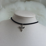 アンティークシルバーエンジェルチョーカーネックレス / Antique Silver Angel Choker Necklace (Street Women Fighter Aiki, Dreamcatcher Sua Choker)
