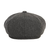 Bold metal tip wool herringbone newsboy cap charcoal