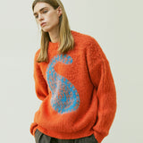 BULKY BRUSH PAISLEY SWEATER ORANGE