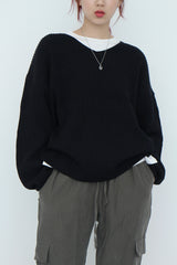 ラージVネックニット/Large V-Neck Knit (7color)