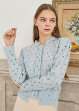 100% wool hand stitch print cardigan_blue (6655895863414)