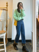 ワイドフィットロールアップチェックデニムパンツ/WIDE FIT ROLL-UP CHECK DENIM PANTS [6882]